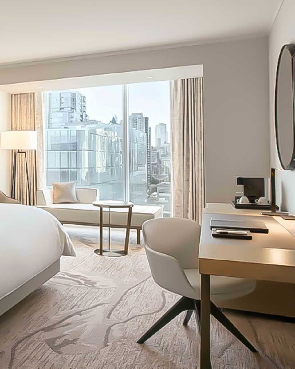 Hotel room at the JW Marriott Parq in Vancouver