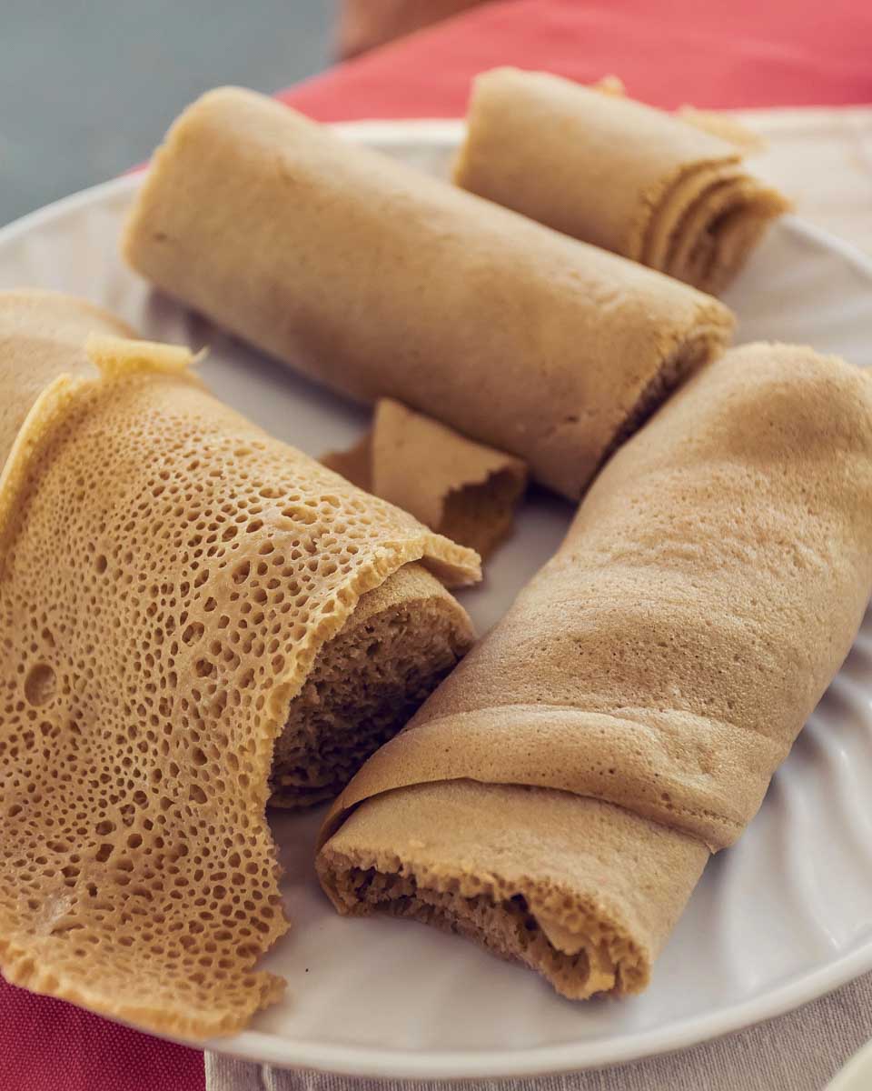 Injera made during a food tour in Addis Ababa Ethiopia