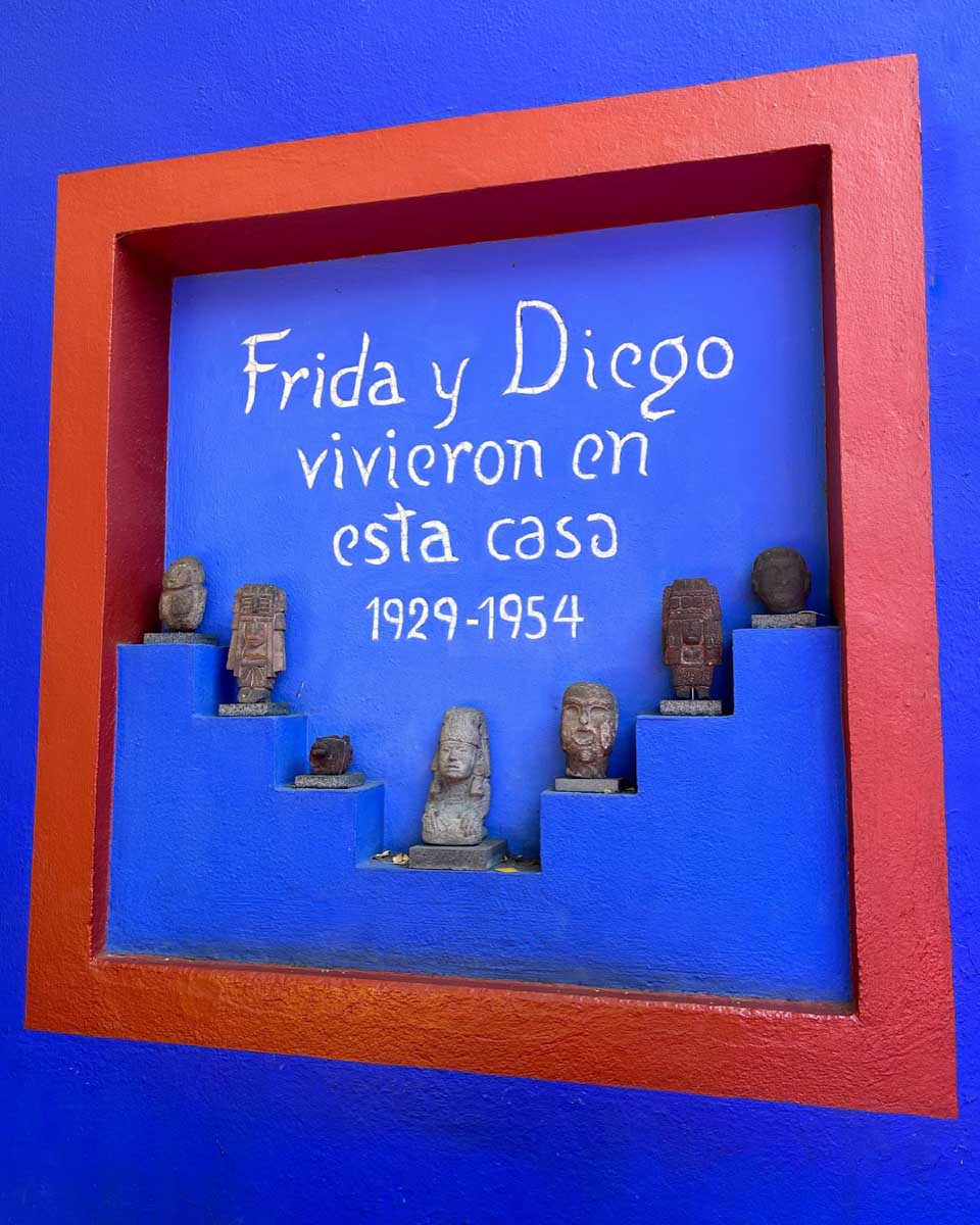 Museo Frida Kahlo a wall with figurines seen on a tour from mexico city Mexico