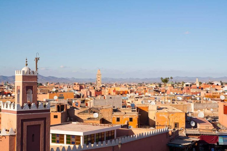 Panoramic view over the city of Marrakech, Morocco
