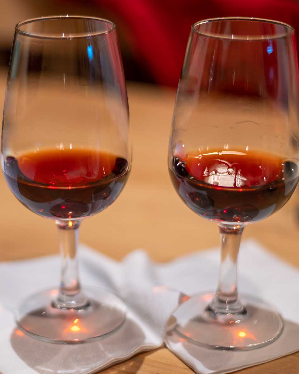 Port wine being drank on a tour from Porto Portugal