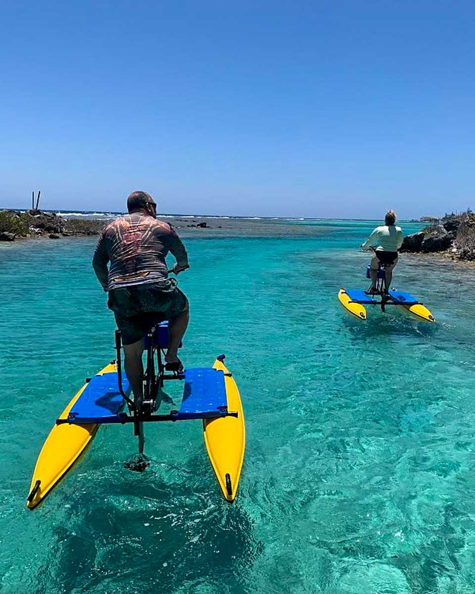 Roatan Hydrobikes two people on hydro bikes in Roatan Honduras