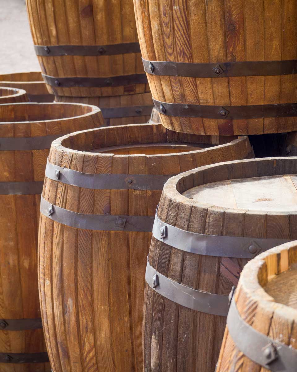 Rum barrles at the Ron Barcelo Anejo Factory in Santo Domingo Dominican Republic