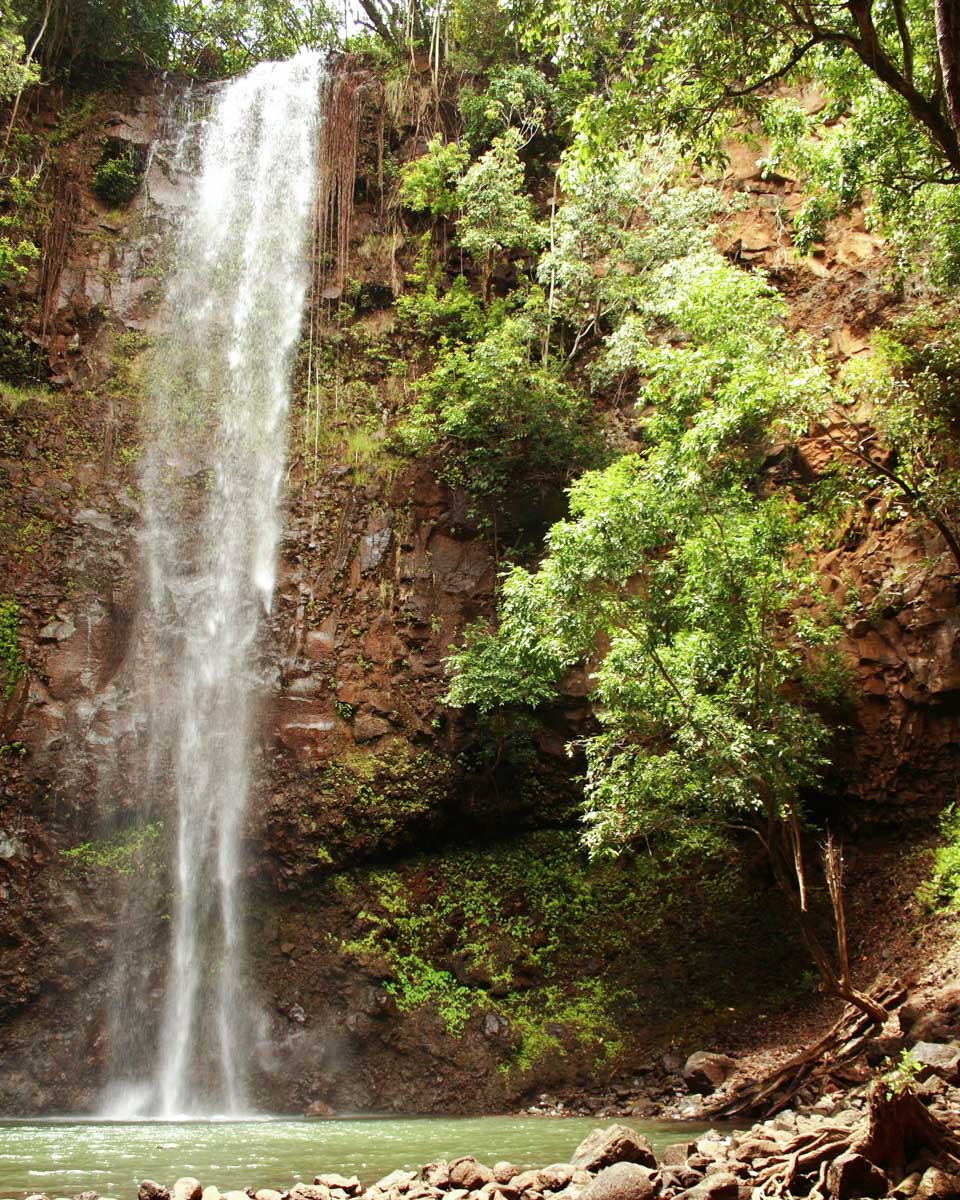 Secret Falls seen on a kayaking tour from Kauai Hawaii