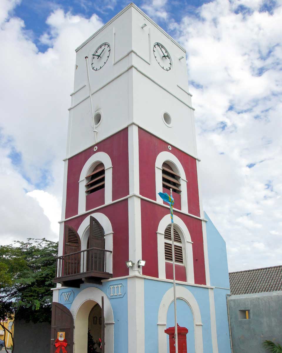 The clocktower seen in Oranjestad Aruba