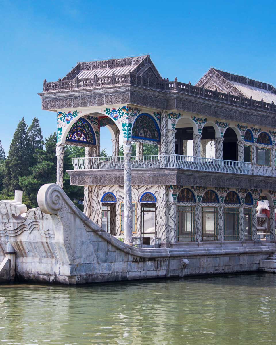 The stone boat at the Summer Palace seen on a tour from Beijing China