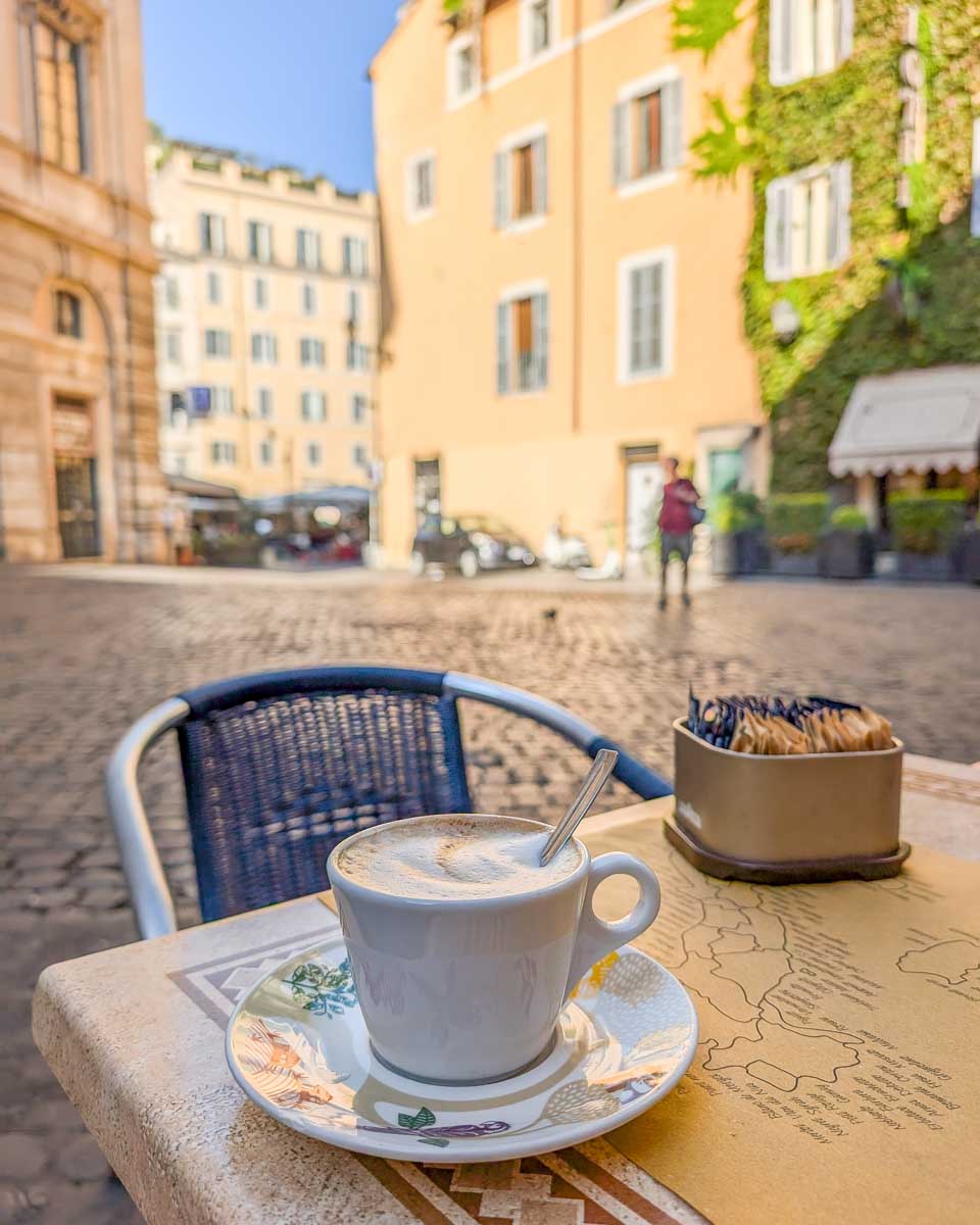 View of a coffee from Ristorante Pancrazio dal 1922 in Rome, Italy