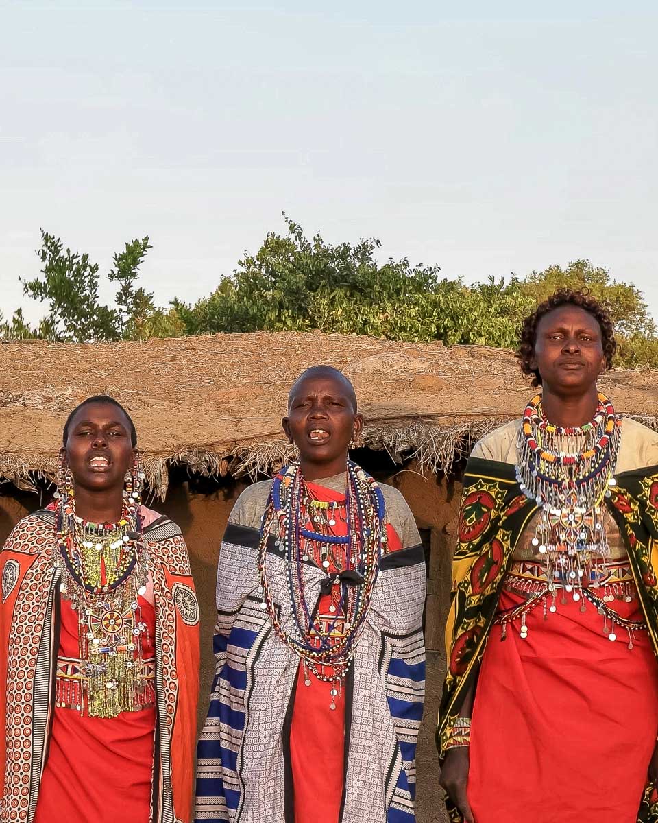 A group of Masai women in a village on a tour from Nairobi Kenya