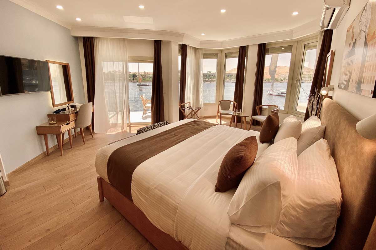 A hotel room at the Obelisk Nile Hotel in Aswan, Egypt