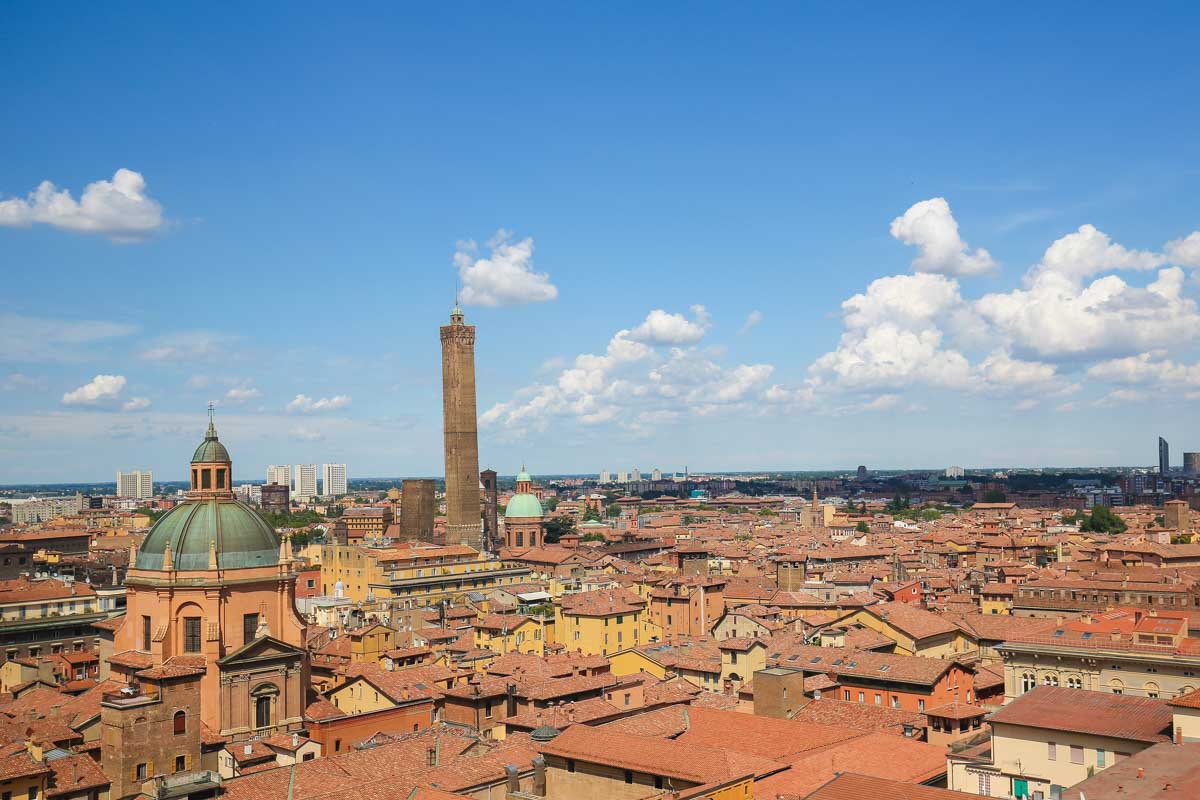 A panoramic view of the Bologna Italy skyline