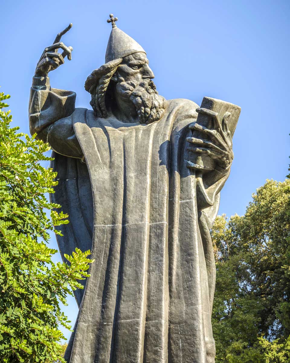 A statue of gregory of nin seen on a walking tour in Split Croatia