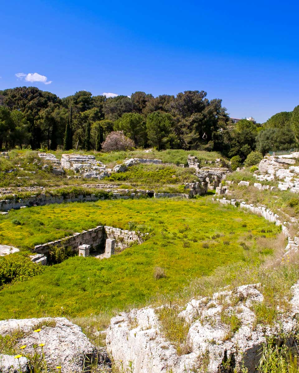 An ancient Roman theatre in Syracuse seen on a tour from Sicily Italy