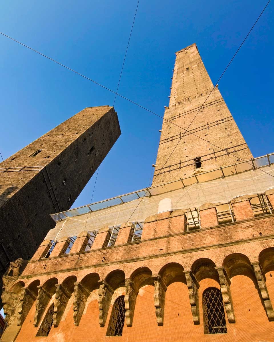 Asinelli tower seen on a tour of Bologna