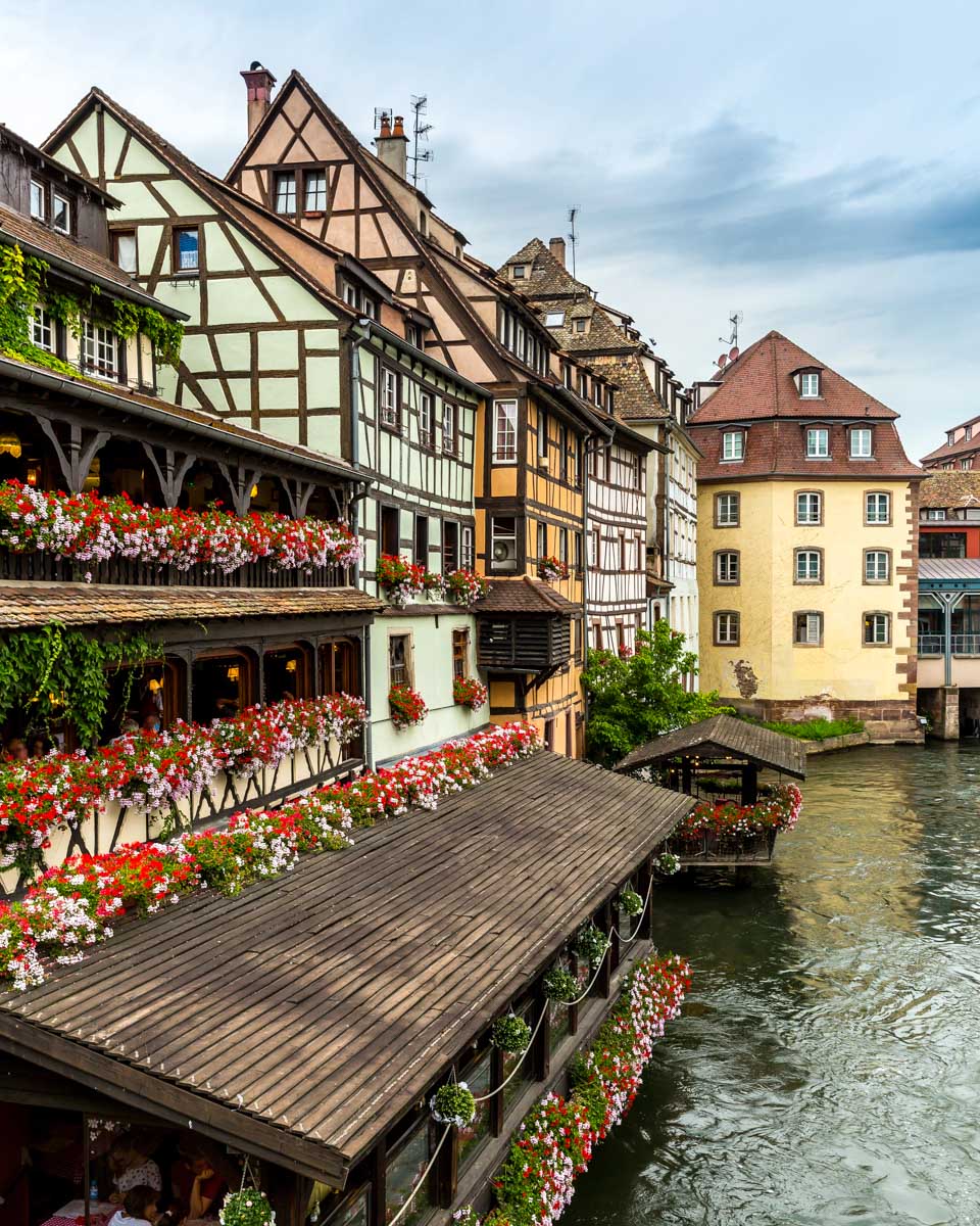 Half timbered houses seen in Place Saint-Étienne in Strasbourg France