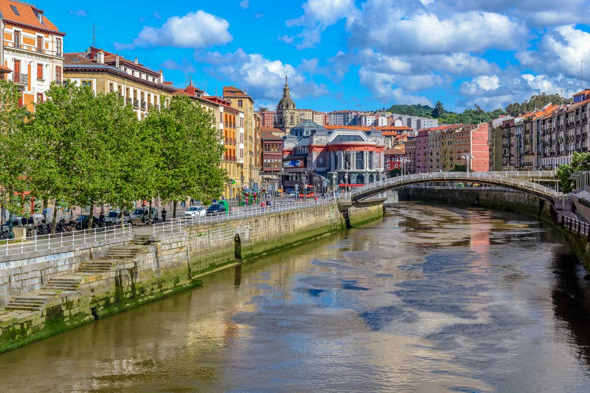 Old Town seen in Bilbao Spain