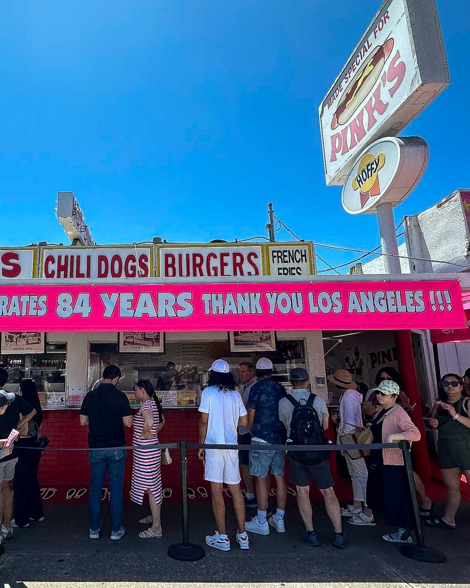 Pink's Hot Dogs seen on a movie tour in Los Angeles