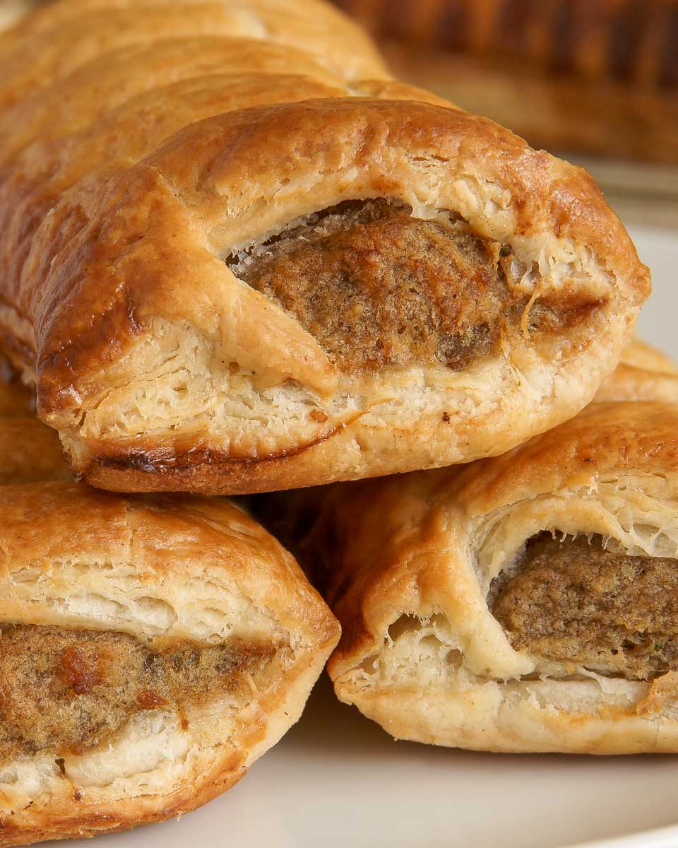 Sausage in a pastry eaten on a food tour in Savannah Georgia