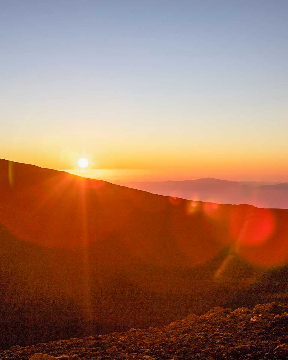 Sunset from Mt Etna on a tour from Catania Sicily Italy