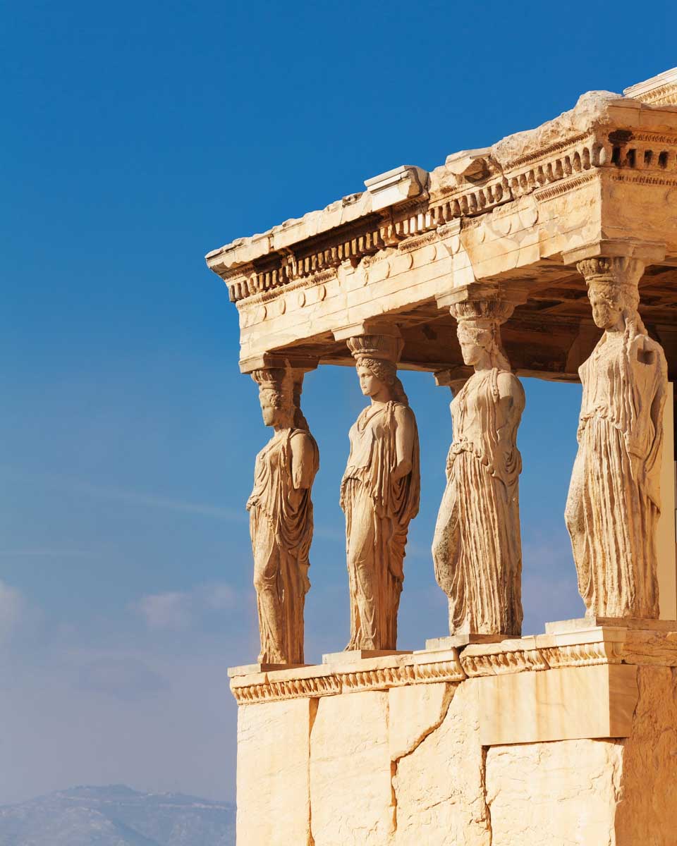 The Erechtheion seen on a tour of the Acropolis in Athens Greece