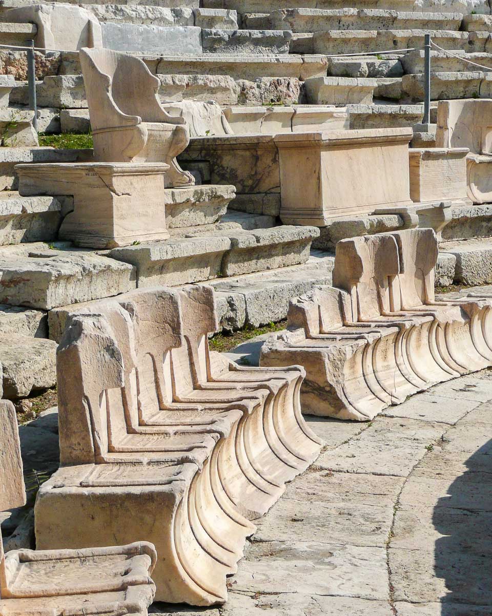 The Theatre of Dionysus Eleuthereus seen on an Acropolis tour in Athens Greece