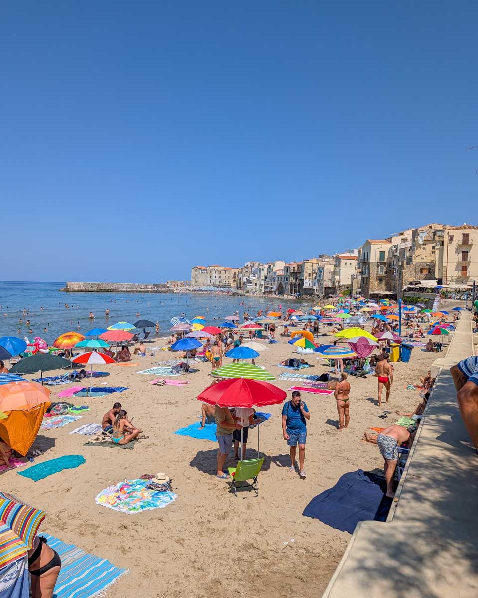 The-beach-in-Cefalu-Italy on a trip from Palermo Sicily