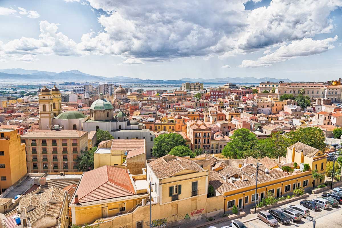The city of Cagliari Italy seen from above