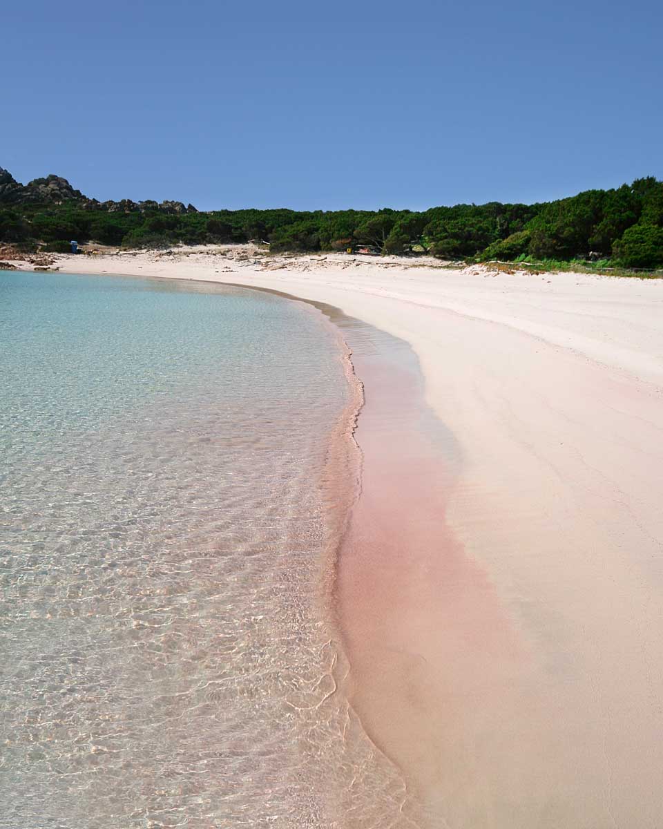 The famous Pink Beach of Budelli seen on a boat tour from Palau Sardinia