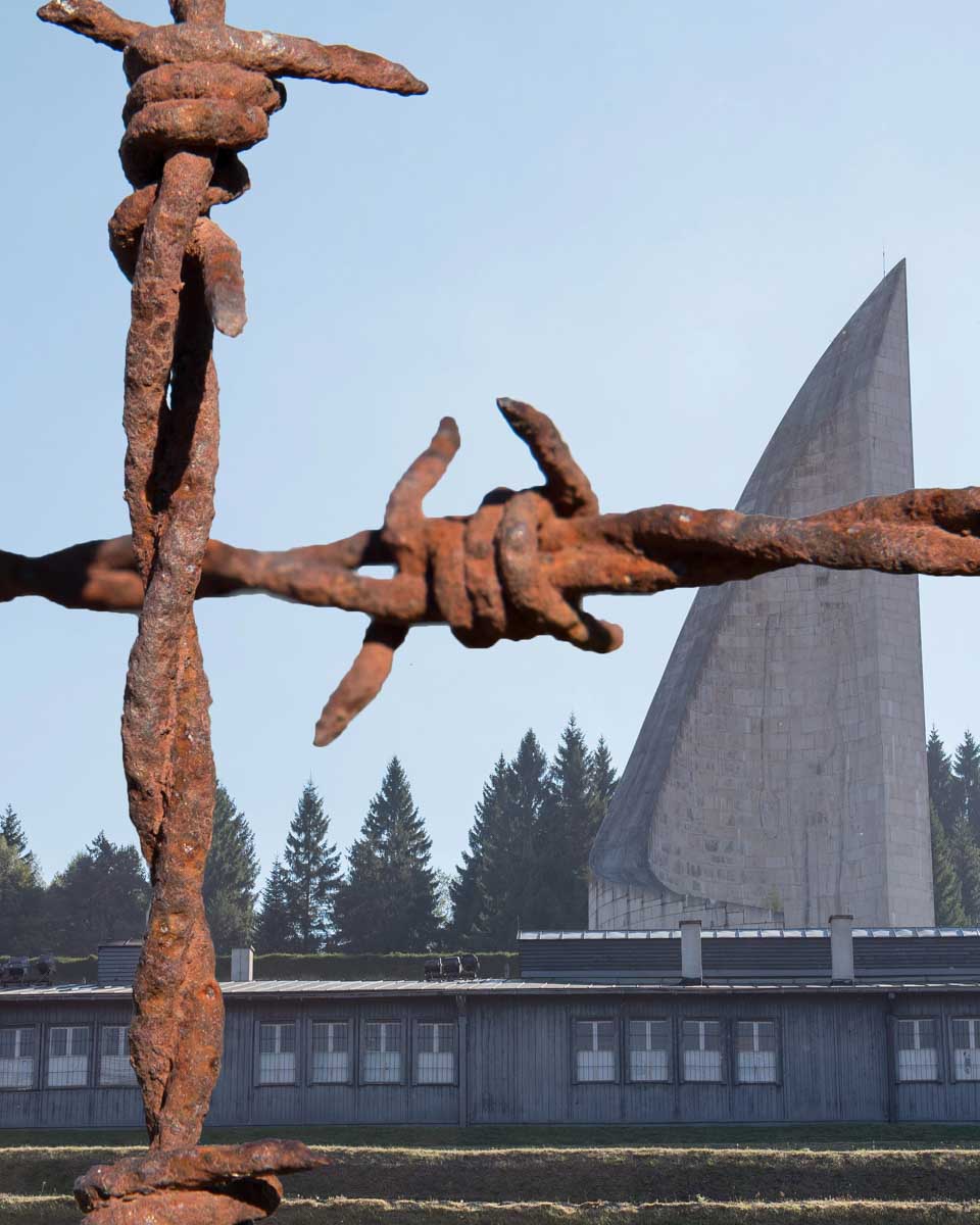 The outside of Struthof Concentration Camp on a tour from Strasbourg France