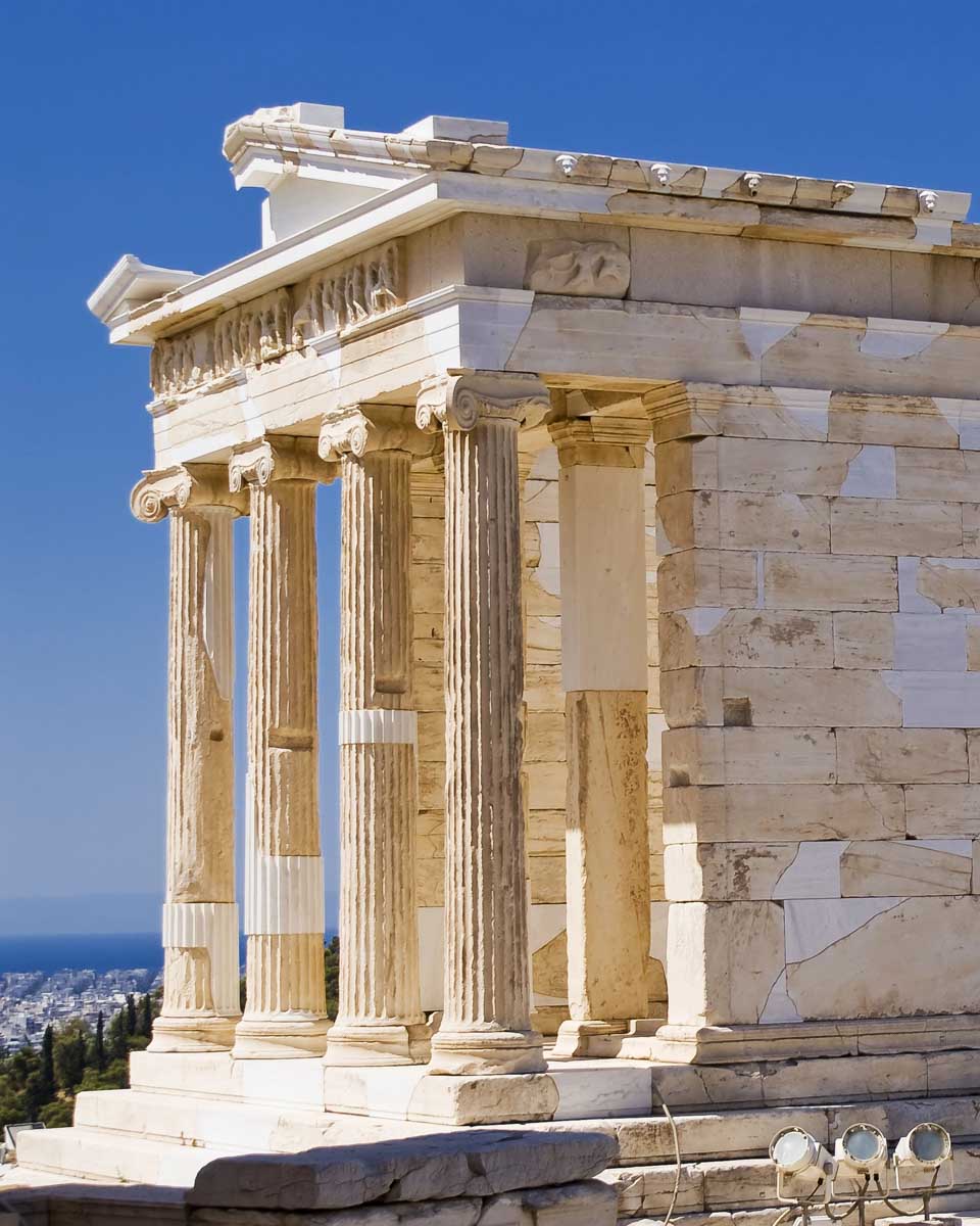 The temple of athena nike seen on a tour of the Acropolis in Athens Greece