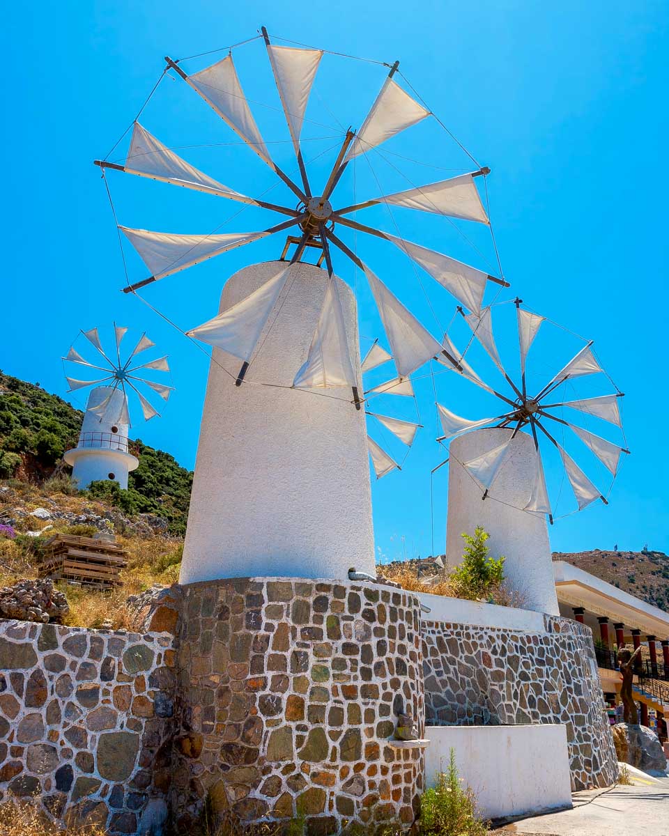 The windmills of lassithi plateau seen on a tour from Crete Greece