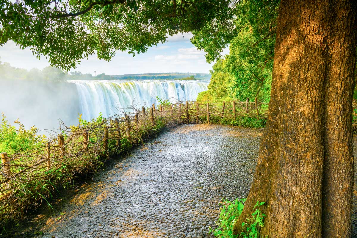 Victoria Falls and a walkway