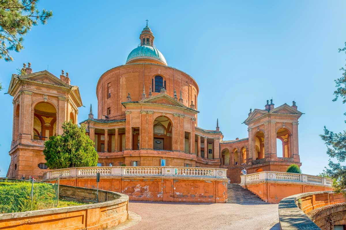 View at the Basilica of Madonna di San Luca in Bologna, Italy aka Sanctuary of San Luca