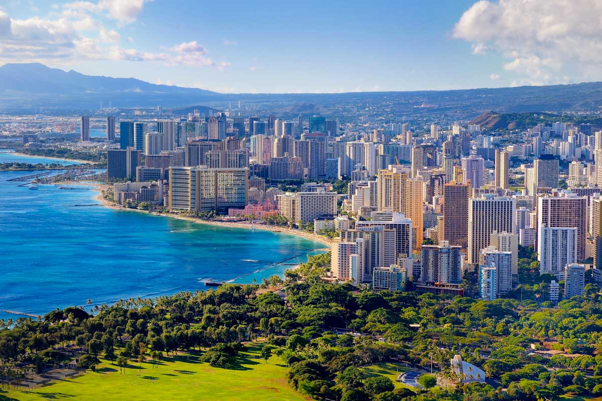 View of Honolulu in Hawaii from a local viewpoint