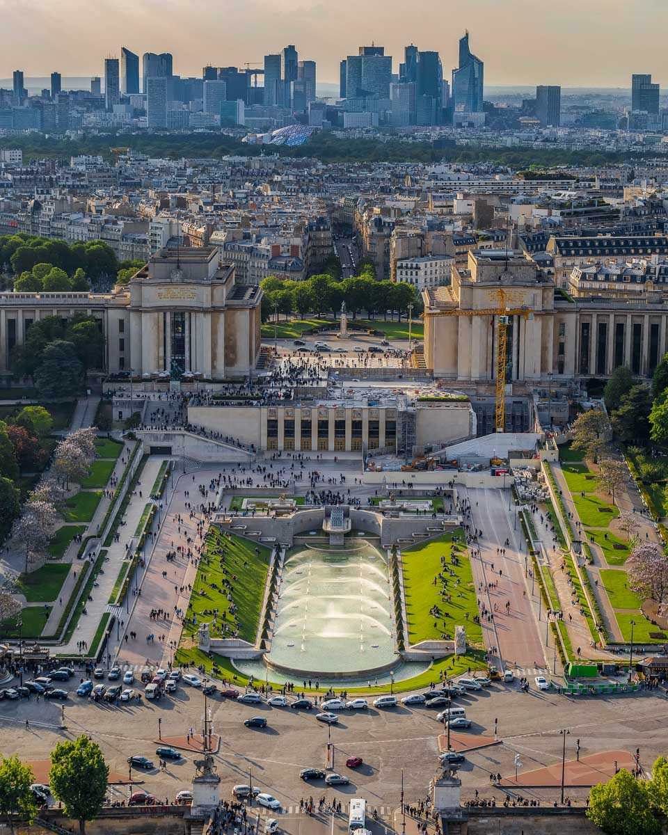 View of Paris France from the second floor of the Eiffel Tower