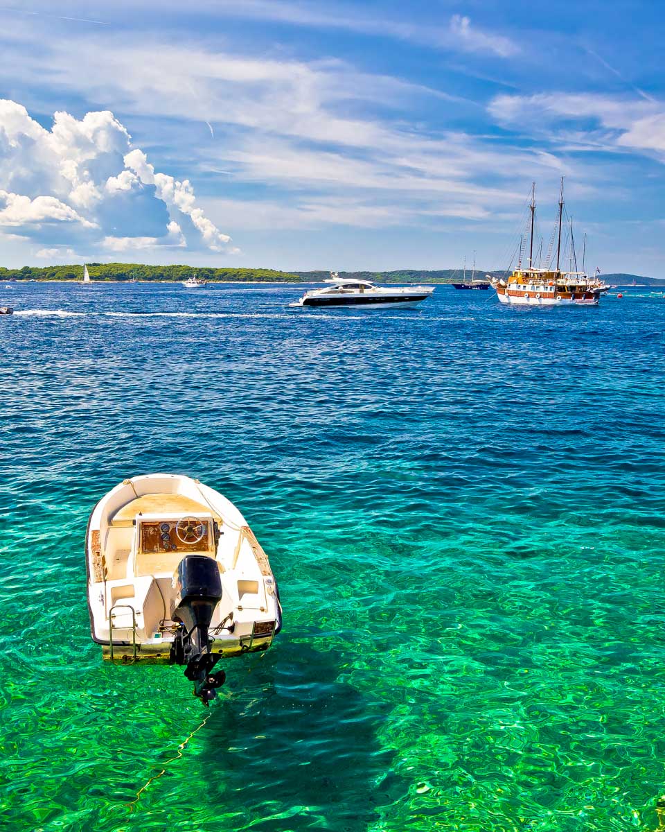 pakleni islands seen on a boat cruise tour from Hvar Croatia
