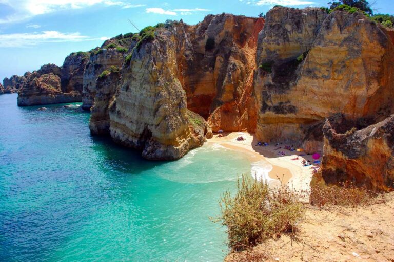 A beach near Albufeira on the Algarve coast Portugal