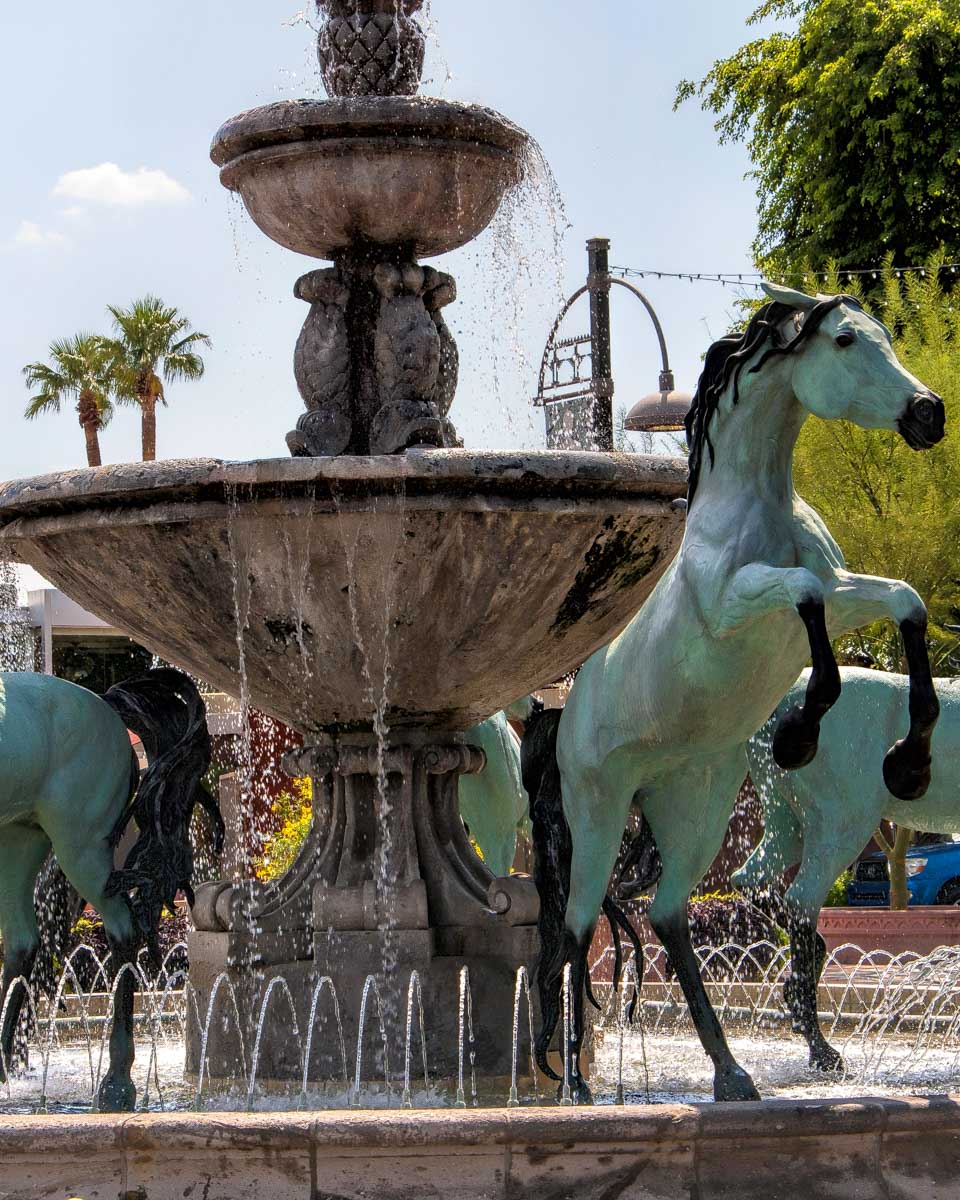 A foutain seen in scottsdale on a segway tour in Phoenix Arizona
