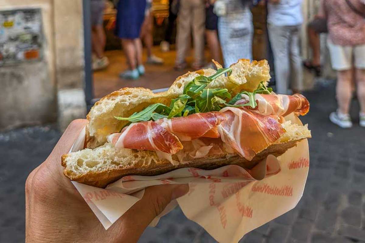A-sandwich-out-the-front-of a shop in Florence Italy