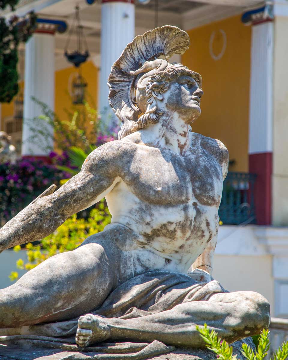 A statue of Achilles at the achilleion palace on a tour of Corfu Greece