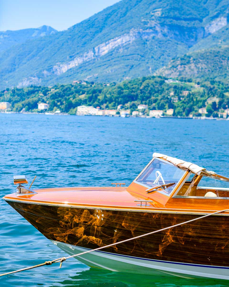 A wooden boat on Lake Como Italy
