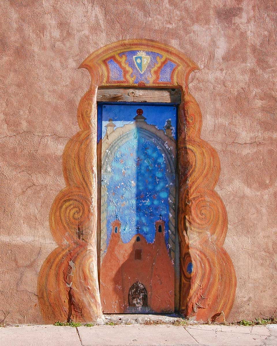 An old door downtown Santa Fe New Mexico