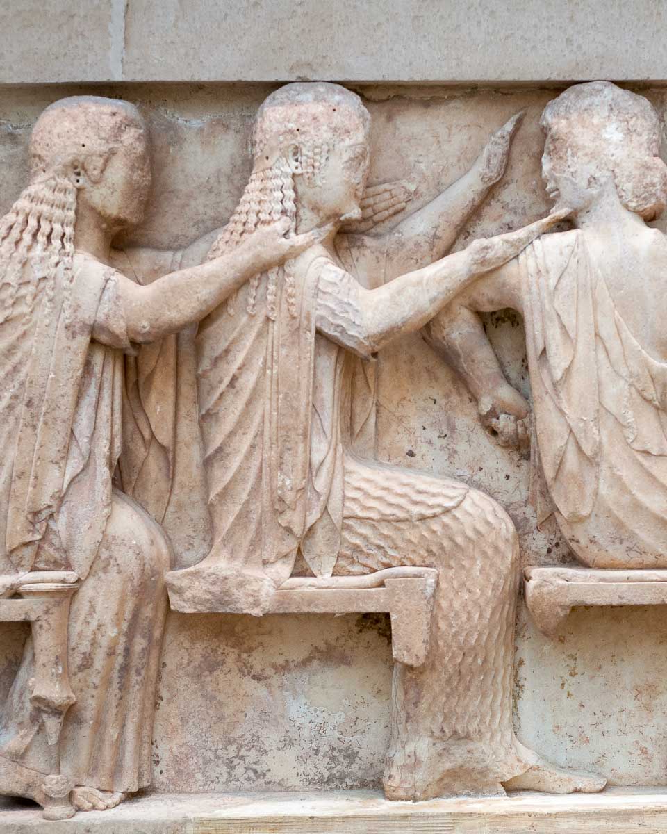 Ancient Greek Frieze seen in Delphi on a tour from Athens