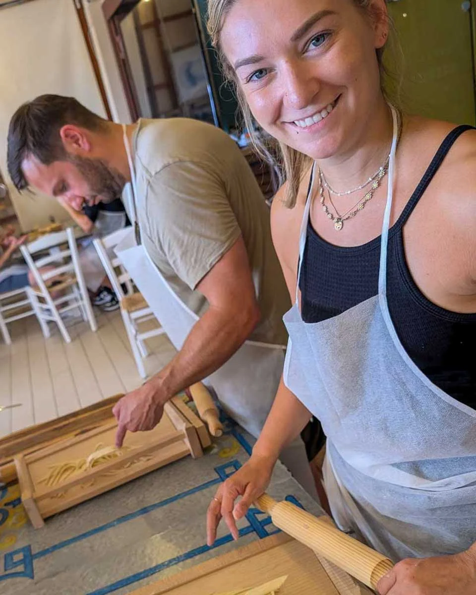 Bailey-makes-pasta-during-a-cooking-class-in-Genoa Italy