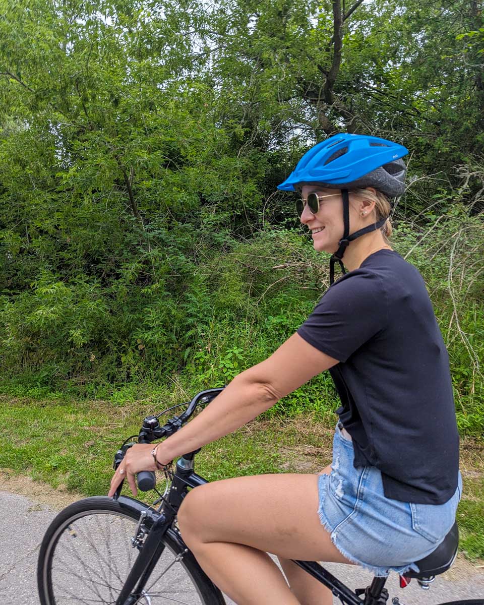 Bailey-rides-an ebike in Corfu Greece