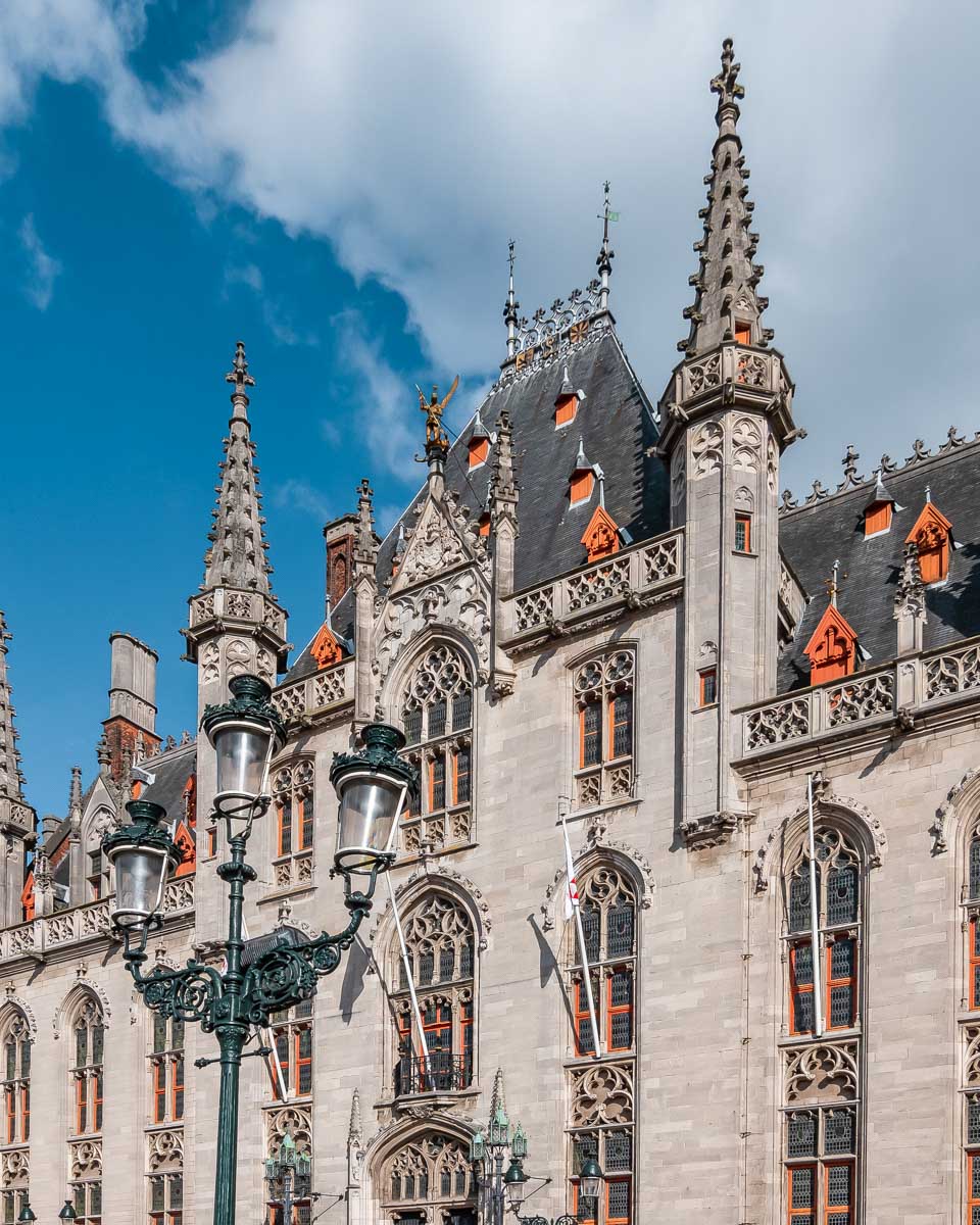 Bruges Provincial Court seen on a history walking tour in Bruges Belgium