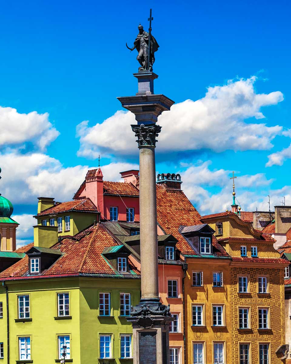 Colorful buildings in Old Town Warsaw Poland