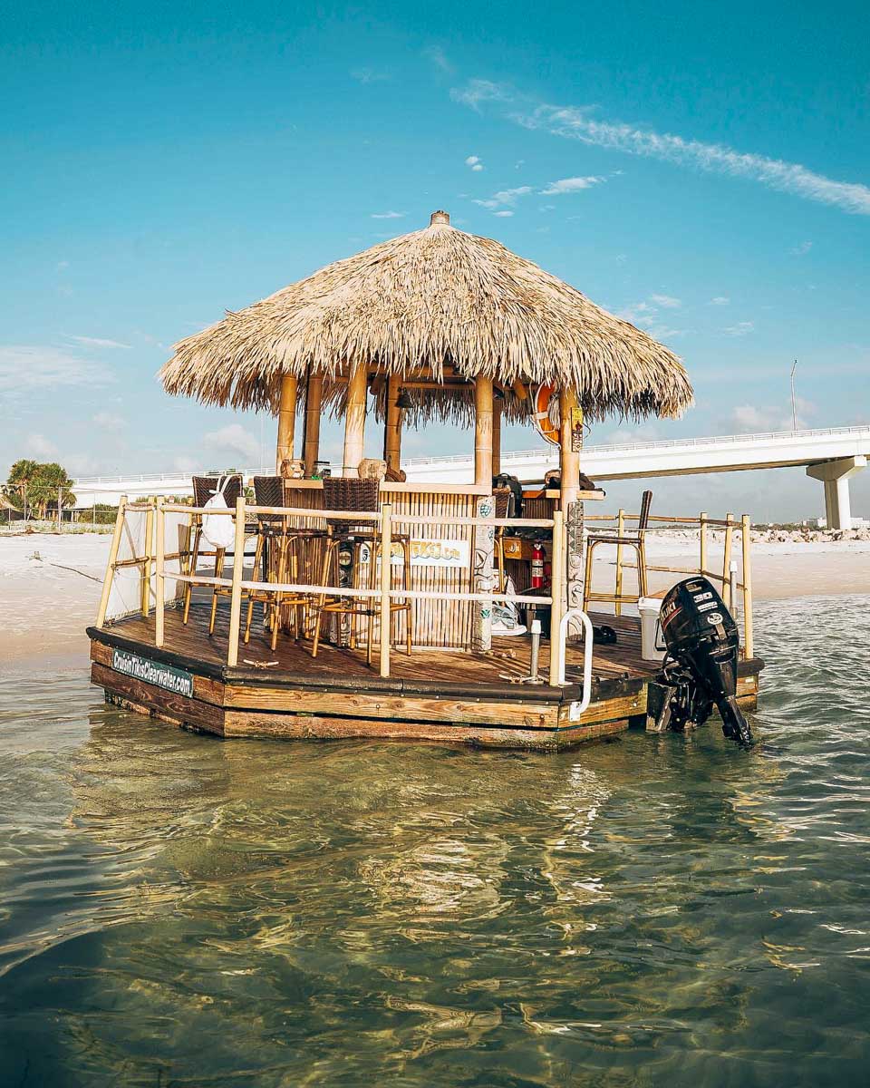 Cruisin' Tikis Clearwater a tiki boat seen on a cruise from Tampa Florida