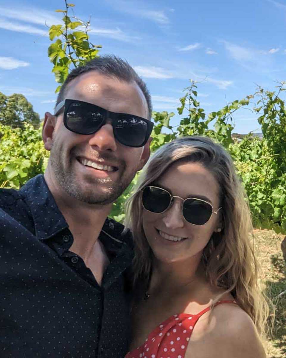 Daniel-and-Bailey-take-a-selfie-at-a-winery-near-Naxos Greece