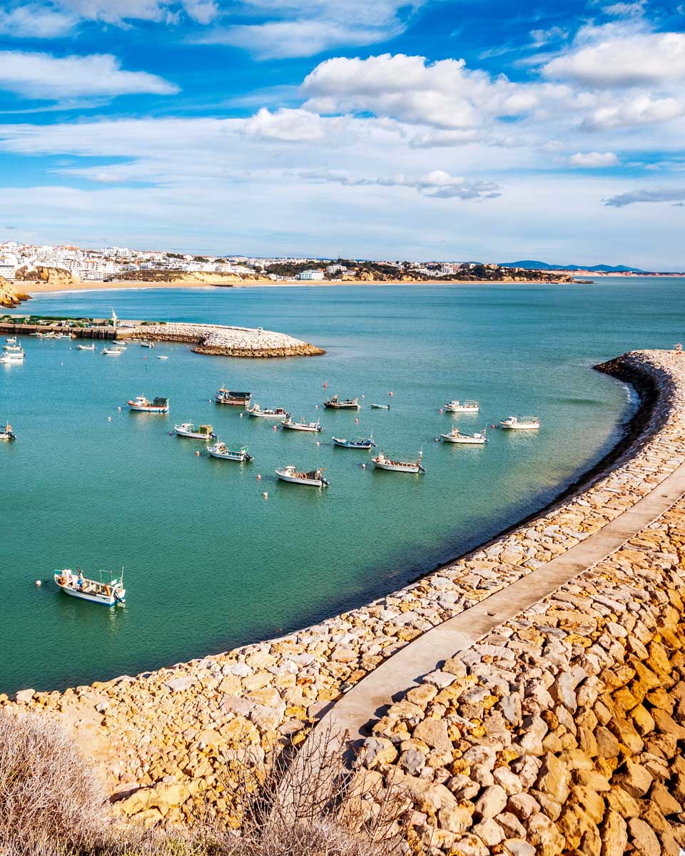 Fishing boats seen on a tour of Albufeira Portugal in a tuk tuk
