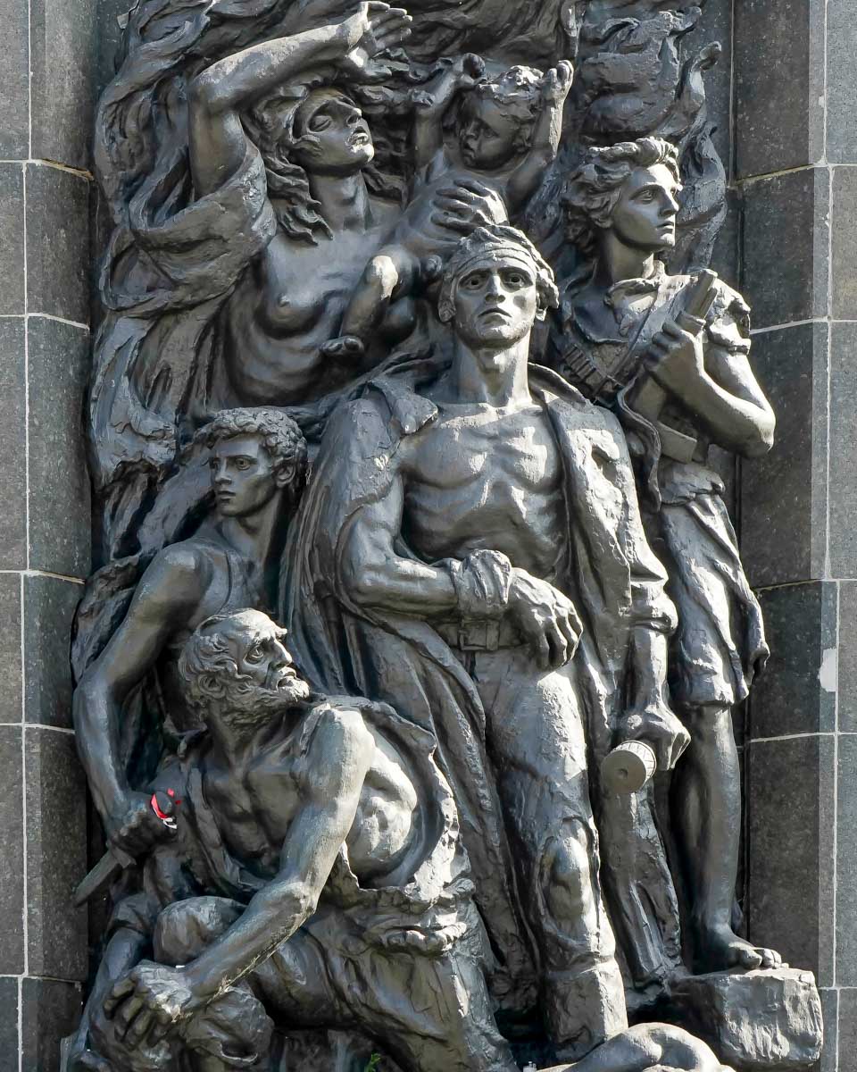 Ghetto Heroes Monument seen on a Jewish history tour in Warsaw Poland
